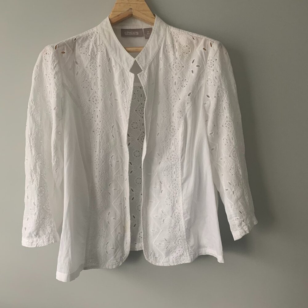 Chico white eyelet jacket / blouse
